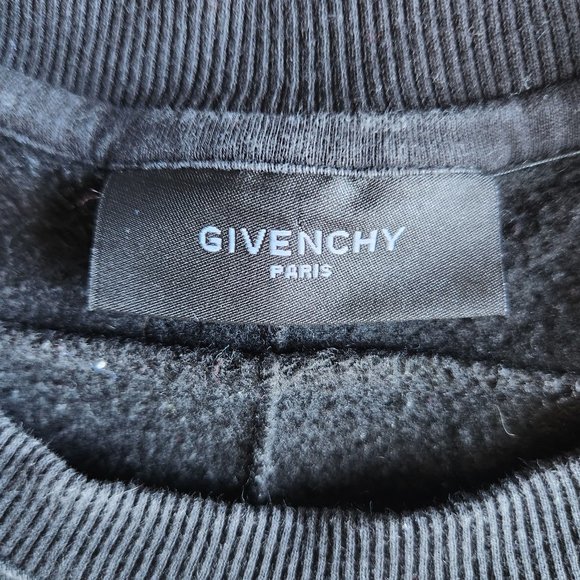 GIVENCHY Paris Graphic Fleece Lined Sweatshirt Crew Neck Black Viscose - Picture 6 of 10